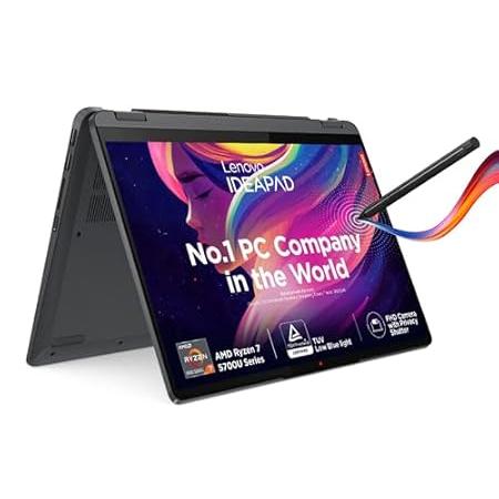 Lenovo Ideapad Flex 5 Ryzen 7 5700U 14" (35.5Cm) AMD Wuxga+IPS 2-in-1 Laptop (16Gb/512Gb Ssd/Win 11/Office 2021/Backlit Kb/Fingerprint/Fhd Camera/Alexa/3 Month Game Pass/Storm Grey/1.55Kg),82R900ELIN